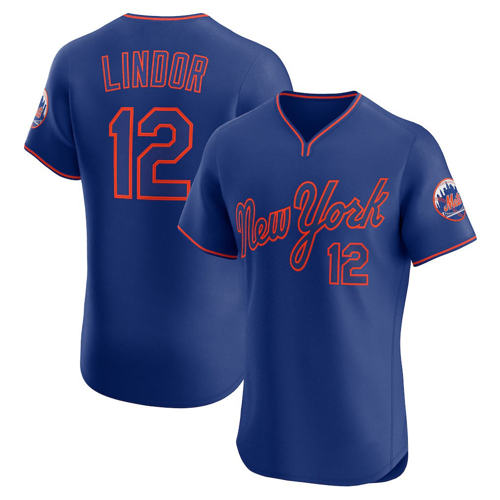 New York Mets #12 Francisco Lindor Royal MIKSHPS Alternate 2 Elite Jersey
