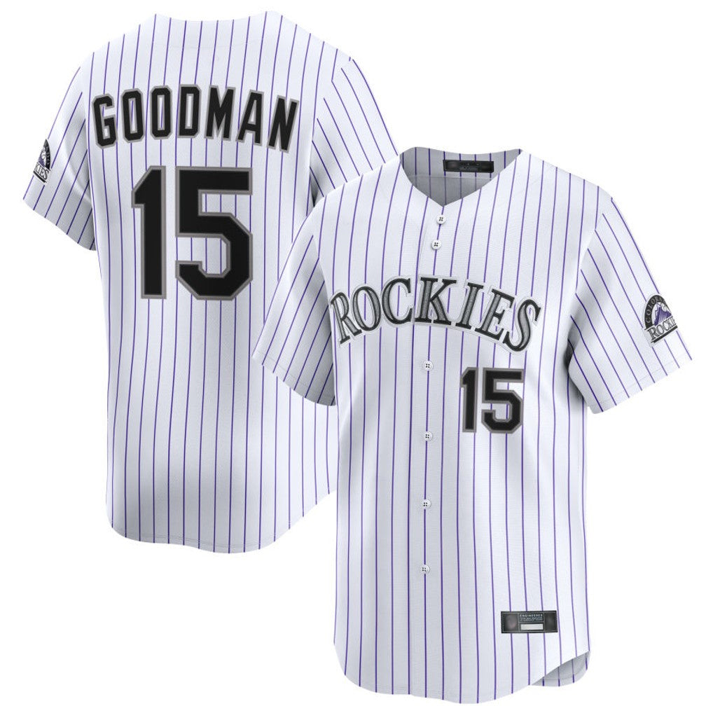 Colorado Rockies #15 Hunter Goodman Player White MIKSHPS Limited Home Stitched Jerseys