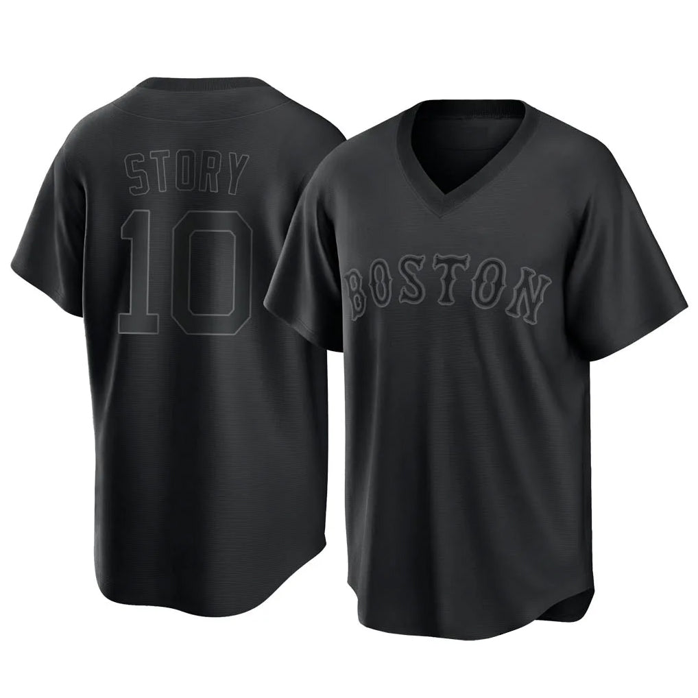 Boston Red Sox #10 Trevor Story Player Black MIKSHPS T-shirt Home Game Stitched Jerseys