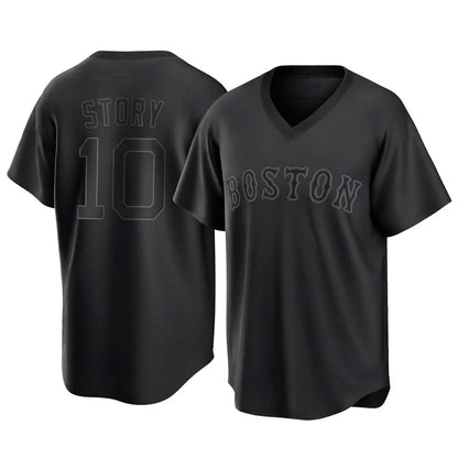 Boston Red Sox #10 Trevor Story Player Black MIKSHPS T-shirt Home Game Stitched Jerseys