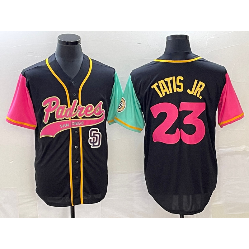 San Diego Padres #23 Fernando Tatis Jr Black MIKSHPS NEW 2023 City Connect Cool Base Stitched Jersey