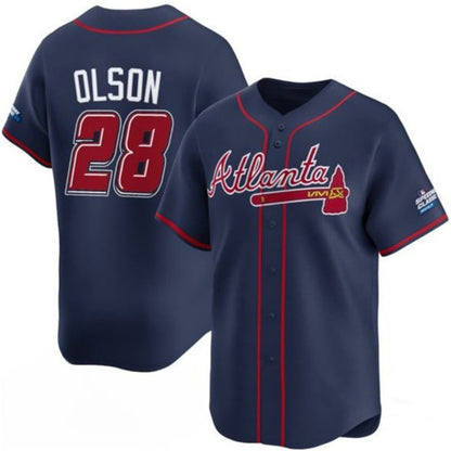 Atlanta Braves #28 Matt Olson Navy MIKSHPS 2025 Speedway Classic Alternate Limited Stitched Jersey