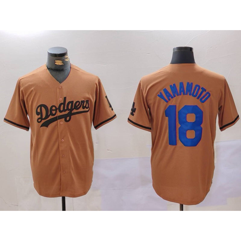 Los Angeles Dodgers #18 Yoshinobu Yamamoto Olive MIKSHPS Cool Base Limited Stitched Jersey