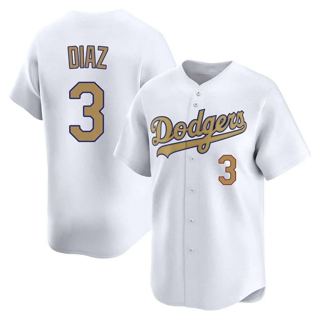 Los Angeles Dodgers #3 Edwin D¨ªaz Player Gold MIKSHPS Collection Limited Home Stitched Jerseys