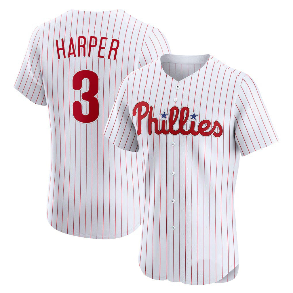 Philadelphia Phillies #3 Bryce Harper White MIKSHPS Home Elite Jersey