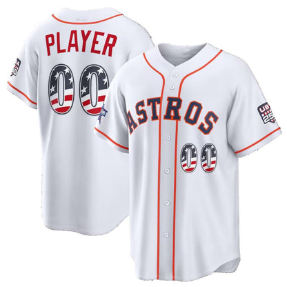 Custom Houston Astros 2026 All-Star Edition Stars & Stripes White MIKSHPS Stadium Pick-A-Player Jersey