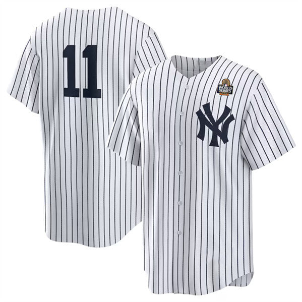 New York Yankees #11 Anthony Volpe White MIKSHPS 2024 World Series Cool Base Stitched Jersey