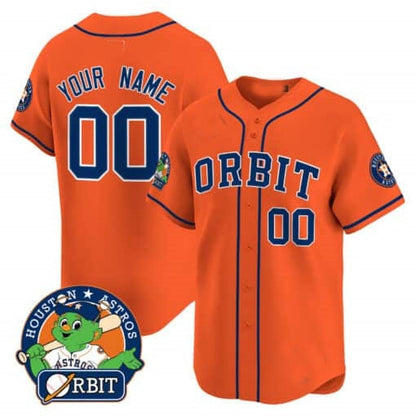 Custom Houston Astros Orbit Patch Vapor Premier Limited Jersey ¨C Orange MIKSHPS