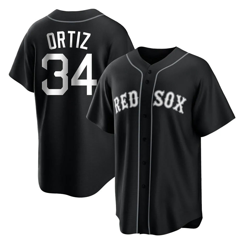 Boston Red Sox #34 David Ortiz Player Black MIKSHPS Home Game Stitched Jerseys