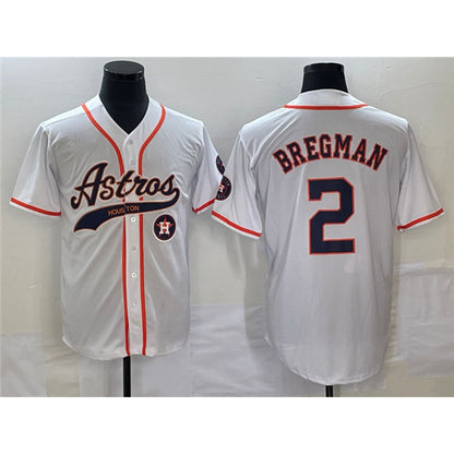 Houston Astros #2 Alex Bregman White MIKSHPS With Patch Cool Base Stitched Jersey