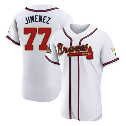 Atlanta Braves #77 Joe Jimenez Player White Gold MIKSHPS Limited Elite Home Game Stitched Jerseys