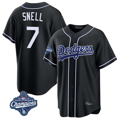 Los Angeles Dodgers #7 Blake Snell Player Black MIKSHPS Carbon Limited World Series Meet Home Stitched Jerseys