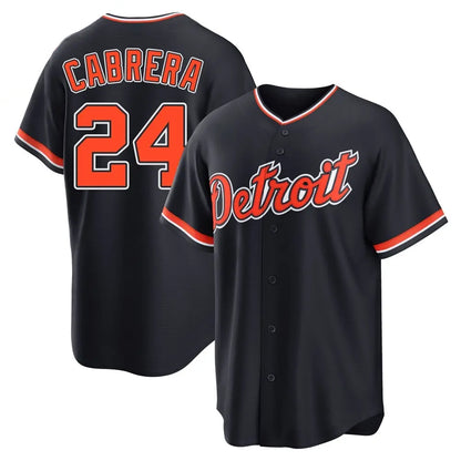 Detroit Tigers #24 Miguel Cabrera Player Navy MIKSHPS Home Game Stitched Jerseys