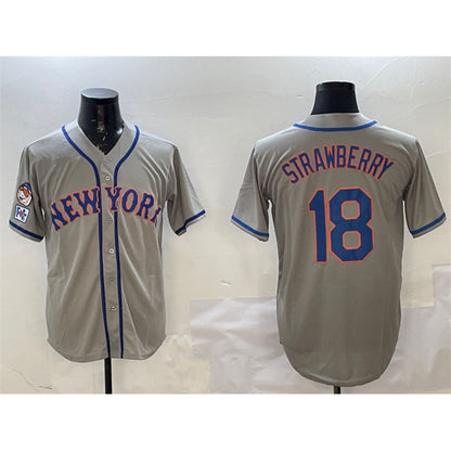 New York Mets #18 Darryl Strawberry Grey MIKSHPS 2025 Spring Training Cool Base Stitched Jersey