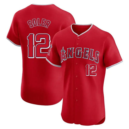 Los Angeles Angels #12 Jorge Soler Player Red MIKSHPS Home Limited Elite Stitched Jerseys