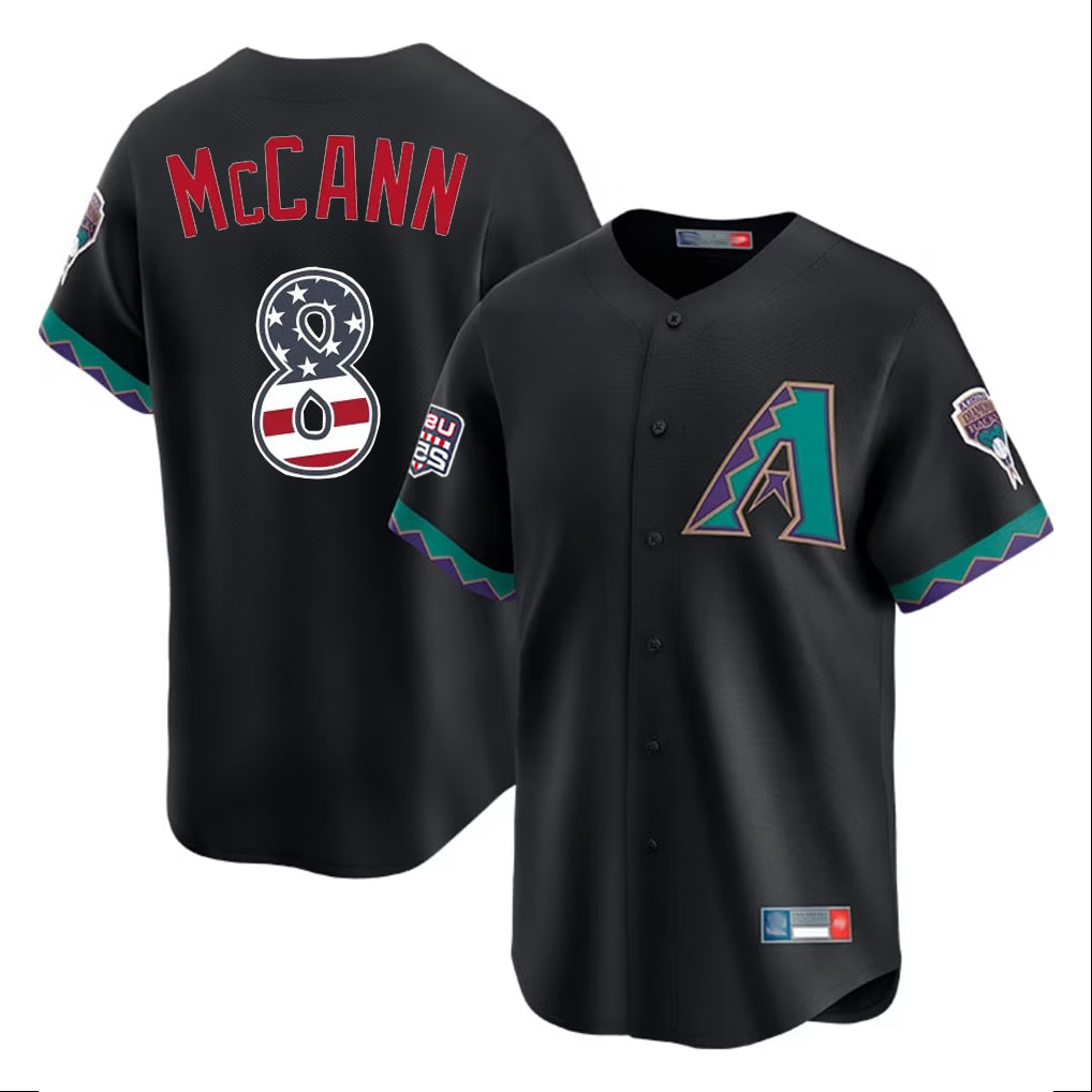 Arizona Diamondbacks #8 James McCann Player Black MIKSHPS USA 250 Fourth of July Home Game Stitched Jerseys
