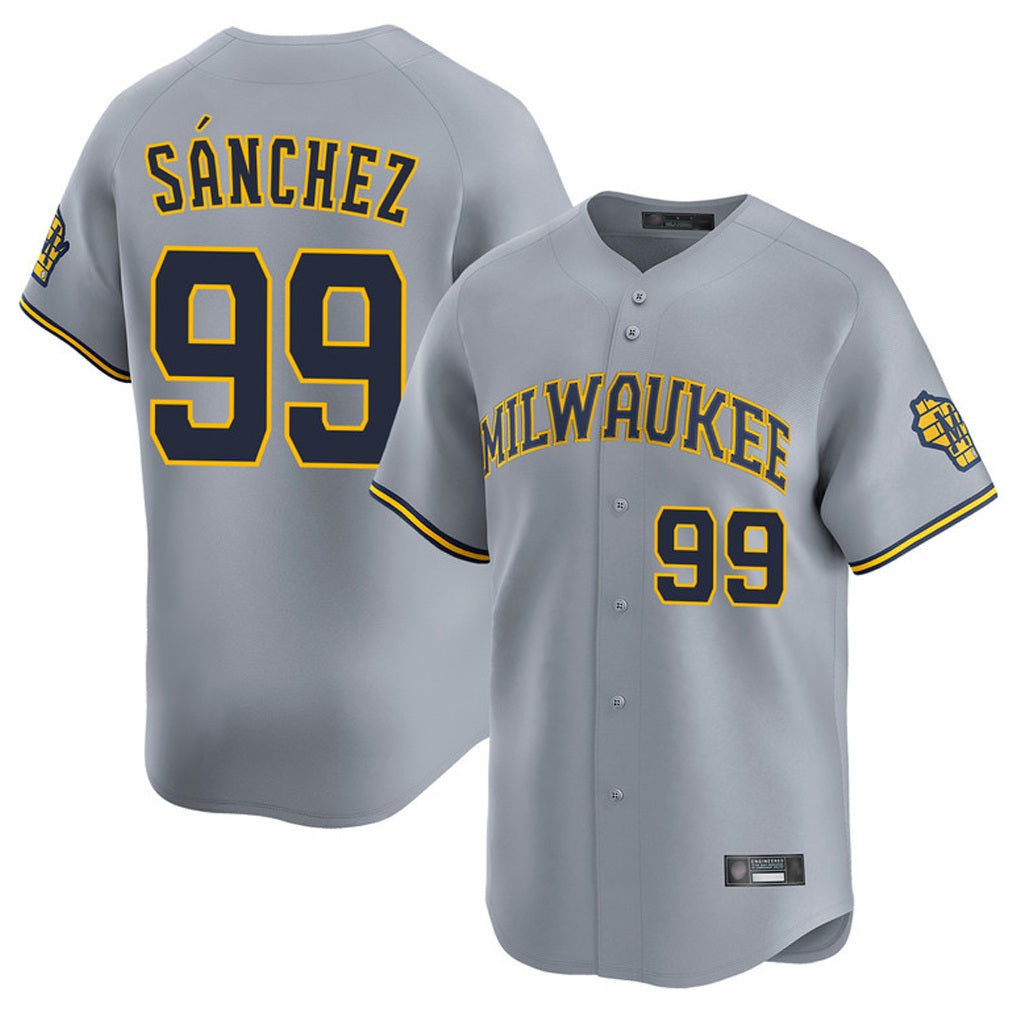 Milwaukee Brewers #99 Gary Sanchez Player Gray MIKSHPS Home Limited Stitched Jerseys