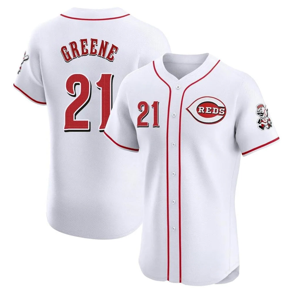 Cincinnati Reds #21 Hunter Greene Player White MIKSHPS Limited Elite Home Stitched Jerseys