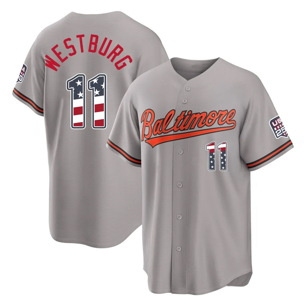 Baltimore Orioles #11 Jordan Westburg Player Gray MIKSHPS USA 250 Fourth of July Home Game Stitched Jerseys