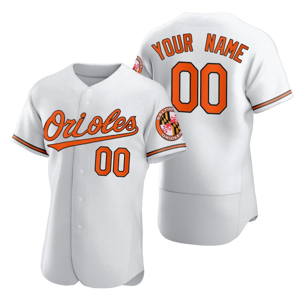 Custom Baltimore Orioles White MIKSHPS 2020 Stitched Flex Base Jersey