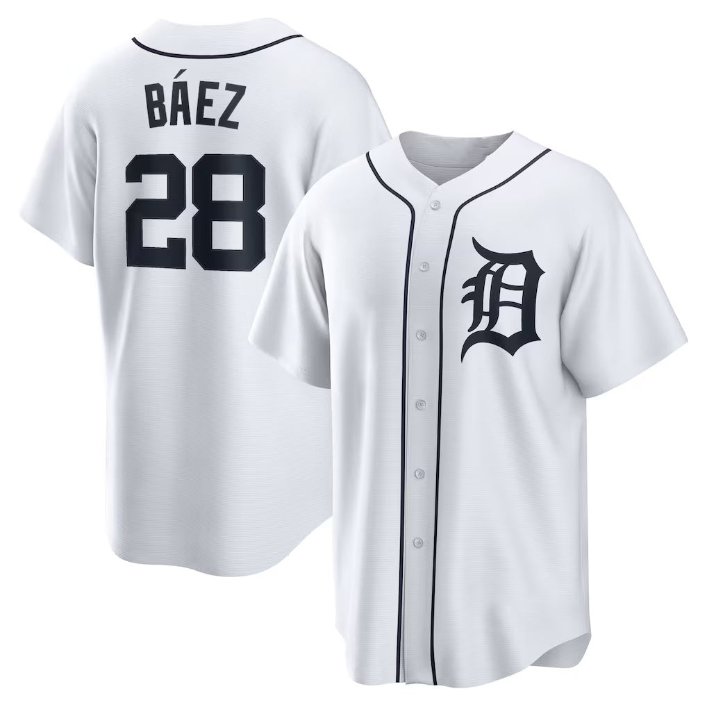 Detroit Tigers #28 Javier Baez White MIKSHPS Home Replica Player Jersey