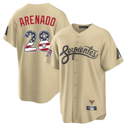 Arizona Diamondbacks #28 Nolan Arenado Player Tan MIKSHPS USA 250 Fourth of July Home Game Stitched Jerseys