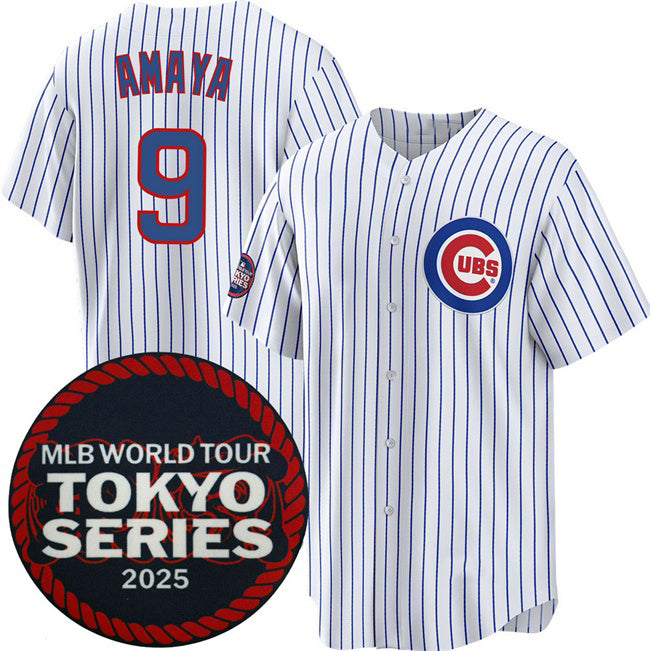 Chicago Cubs #9 Miguel Amaya White MIKSHPS 2025 World Tour Tokyo Series Home Stitched Jersey