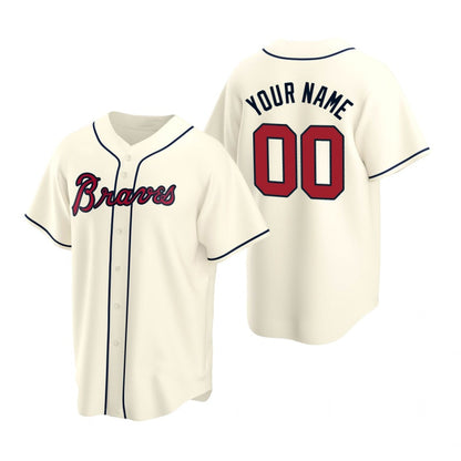 Custom Atlanta Braves Cream MIKSHPS 2020 Stitched Cool Base Jersey