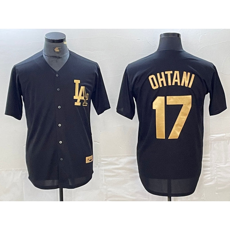 Los Angeles Dodgers #17 Shohei Ohtani Black Gold MIKSHPS Cool Base Stitched Jersey