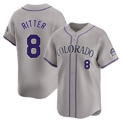 Colorado Rockies #8 Ryan Ritter Player Gray MIKSHPS Limited Home Stitched Jerseys