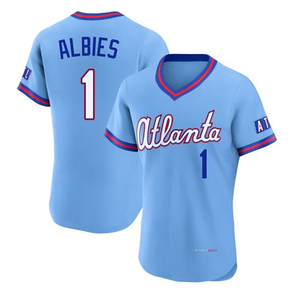 Atlanta Braves #1 Ozzie Albies Player Powder Blue MIKSHPS 2026 City Connect T-shirt Limited Elite Home Game Stitched Jerseys