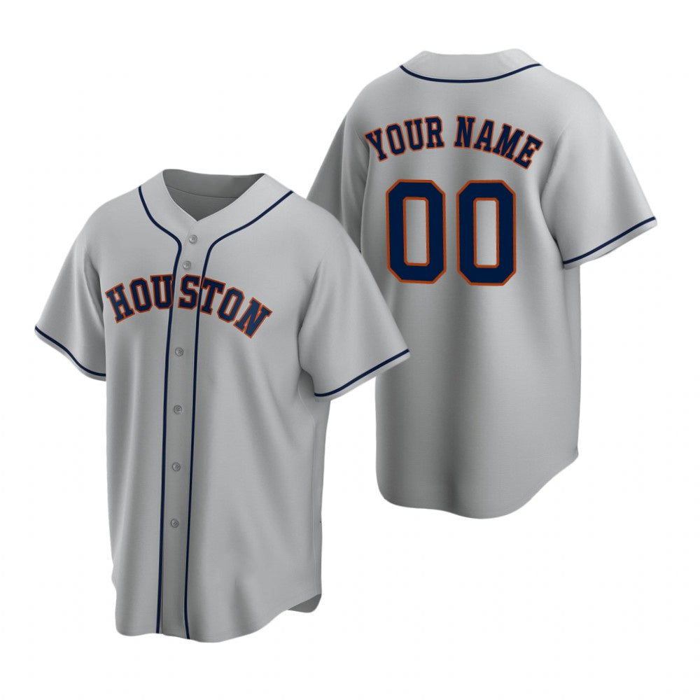Custom Houston Astros Gray MIKSHPS Stitched Cool Base Road Jersey