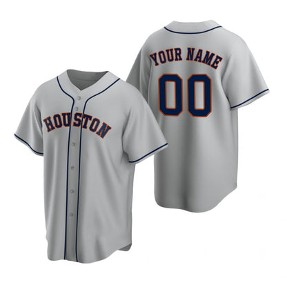 Custom Houston Astros Gray MIKSHPS Stitched Cool Base Road Jersey