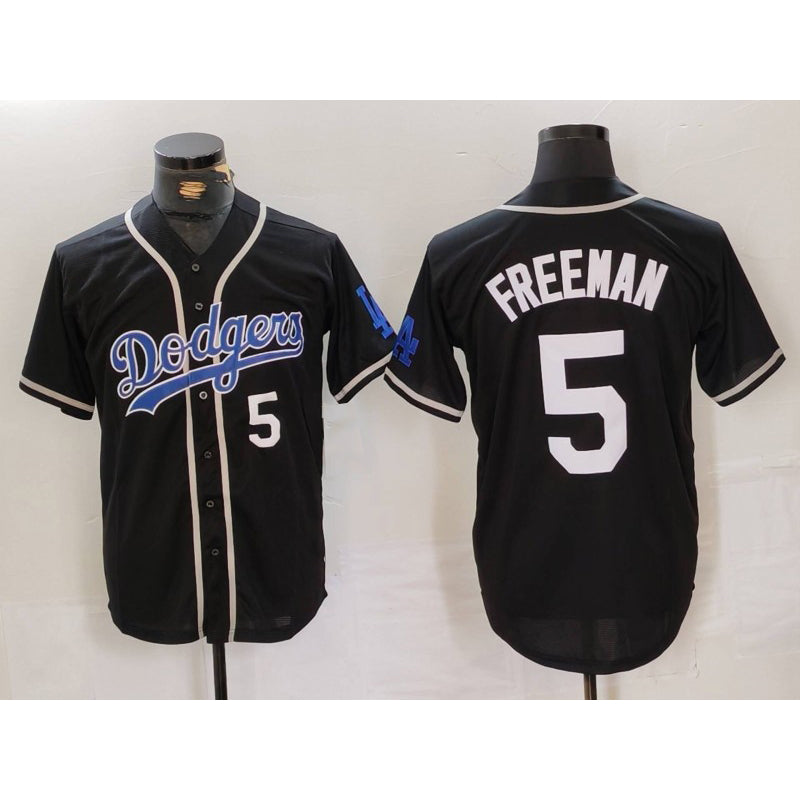 Los Angeles Dodgers #5 Freddie Freeman Number Black MIKSHPS Cool Base With Patch Stitched Jerseys