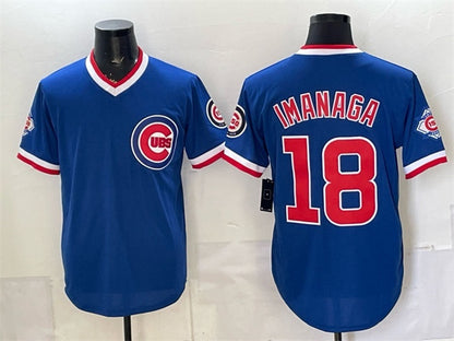 Chicago Cubs #18 Shota Imanaga Royal MIKSHPS 150th Anniversary Throwback Vapor Limited Stitched Jersey