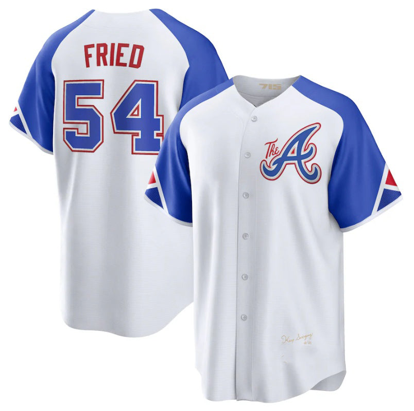 Atlanta Braves #54 Max Fried White MIKSHPS 2023 City Connect Cool Base Stitched Jersey