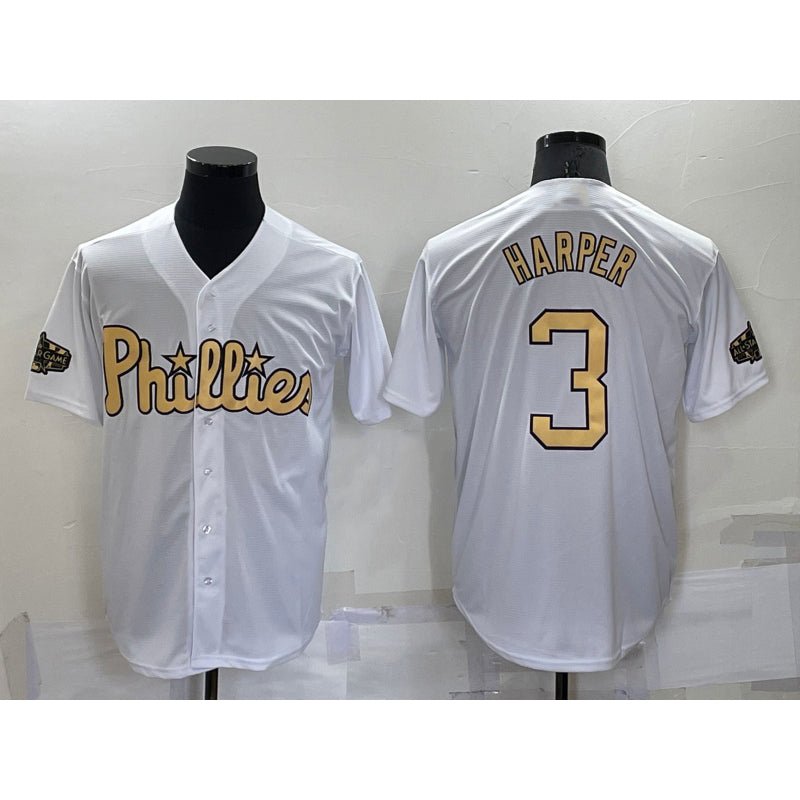 Philadelphia Phillies #3 Bryce Harper White MIKSHPS 2022 All Star Stitched Cool Base Jersey
