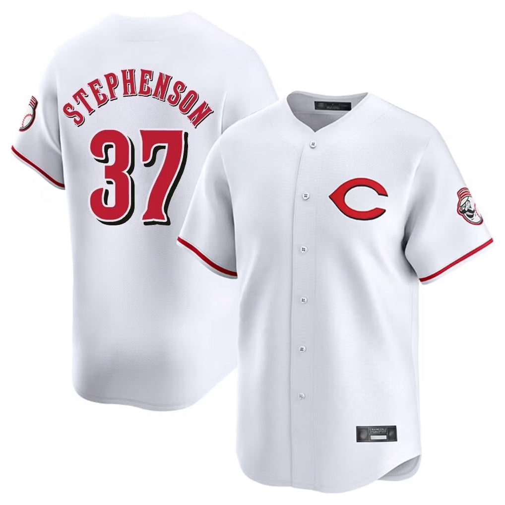 Cincinnati Reds #37 Tyler Stephenson Player White MIKSHPS Limited Home Stitched Jerseys