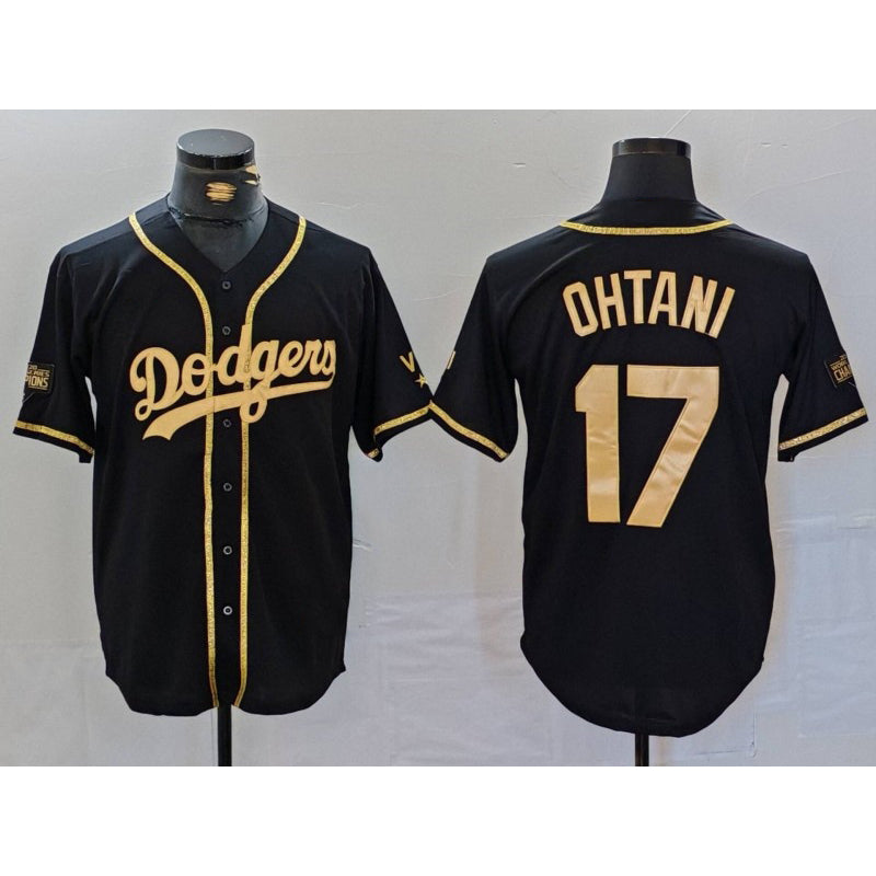 Los Angeles Dodgers #17 Shohei Ohtani Black Gold MIKSHPS World Series Champions Cool Base Stitched Jersey
