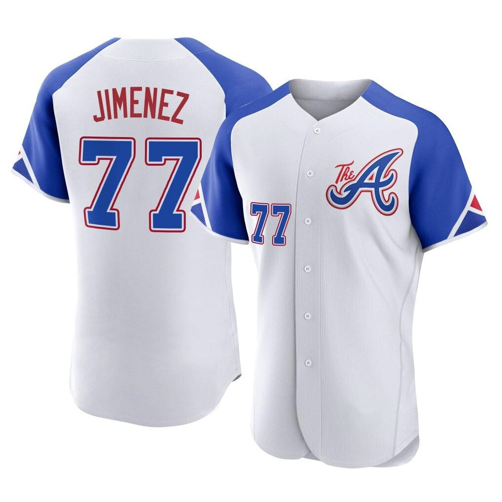 Atlanta Braves #77 Joe Jimenez Player White MIKSHPS City Connect Limited Elite Home Game Stitched Jerseys