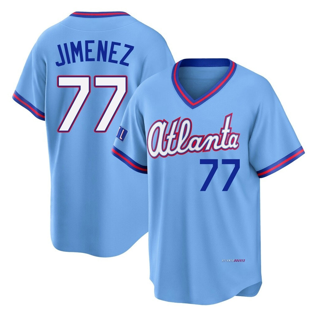 Atlanta Braves #77 Joe Jimenez Player Powder Blue MIKSHPS 2026 City Connect T-shirt Home Game Stitched Jerseys