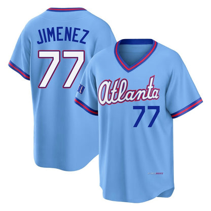 Atlanta Braves #77 Joe Jimenez Player Powder Blue MIKSHPS 2026 City Connect T-shirt Home Game Stitched Jerseys