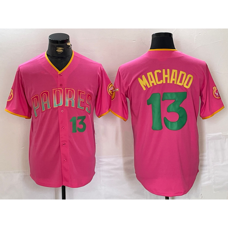 San Diego Padres #13 Manny Machado Pink MIKSHPS Cool Base Stitched Jerseys