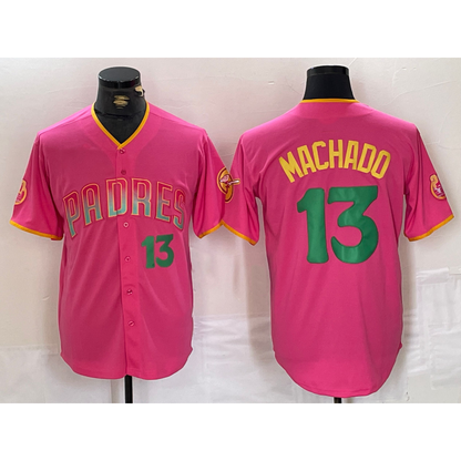 San Diego Padres #13 Manny Machado Pink MIKSHPS Cool Base Stitched Jerseys