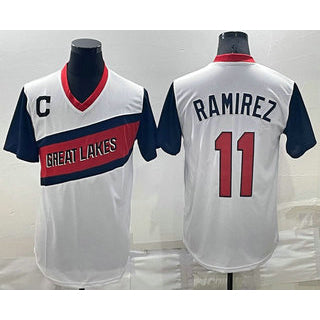 Cleveland Indians #11 Jose Ramirez White MIKSHPS 2021 Little League Classic Stitched Jersey
