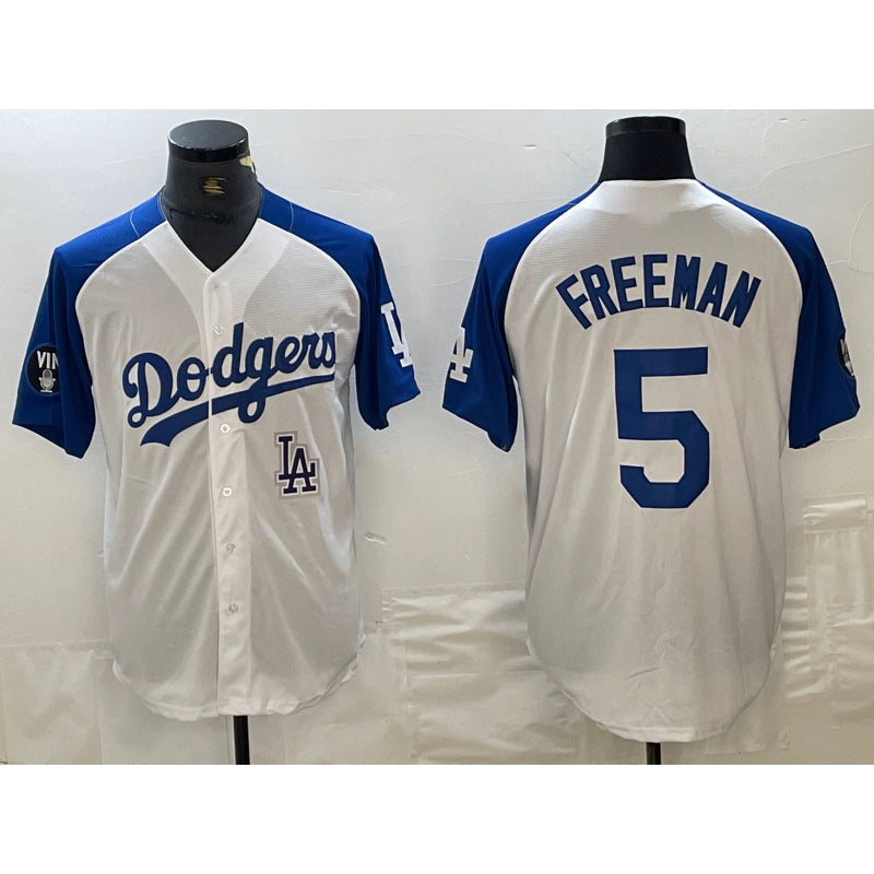 Los Angeles Dodgers #5 Freddie Freeman White Blue MIKSHPS Fashion Stitched Cool Base Limited Jersey 2