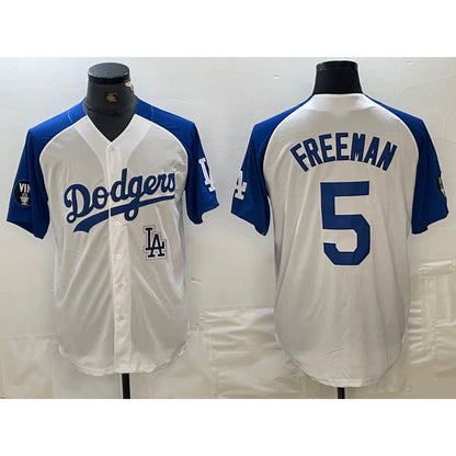 Los Angeles Dodgers #5 Freddie Freeman White Blue MIKSHPS Fashion Stitched Cool Base Limited Jersey 2