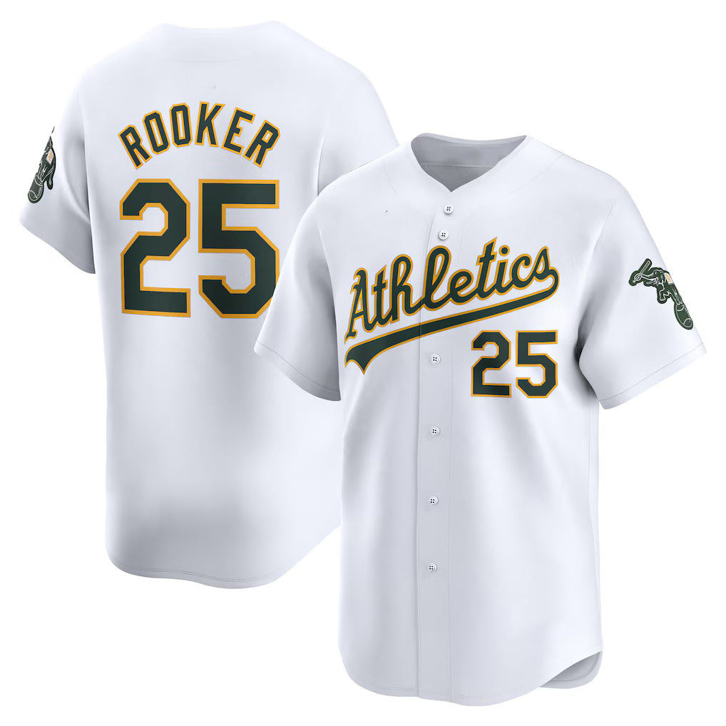 Oakland Athletics #25 Brent Rooker White MIKSHPS Home Limited Player Jersey