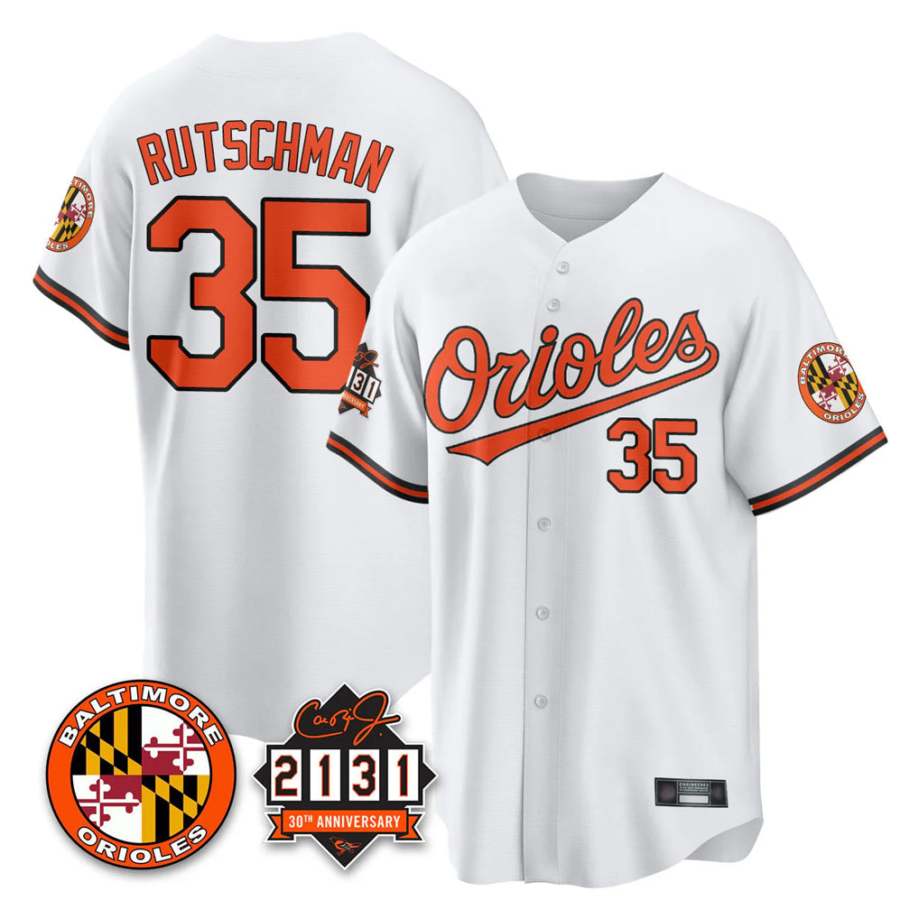 Baltimore Orioles #35 Adley Rutschman Player White MIKSHPS 30th Anniversary of 2131 Home Game Stitched Jerseys