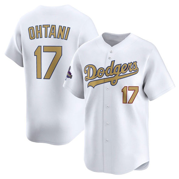 Los Angeles Dodgers #17 Shohei Ohtani White MIKSHPS 2025 Gold Collection Limited Stitched Jersey